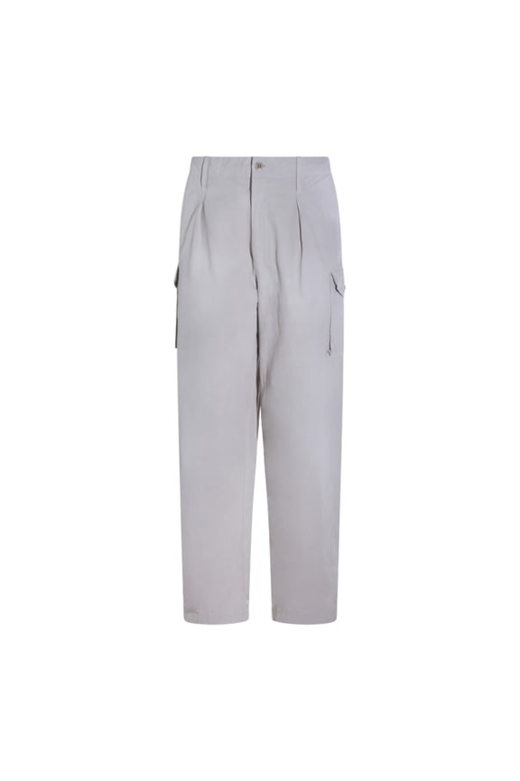 Relaxed Fit Beige Trousers With Pinstripe Texture (Men's)