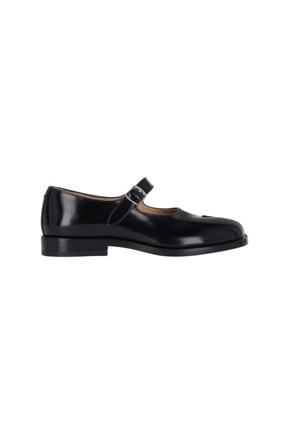 Black Leather Tabi Shoes Black (Women's)