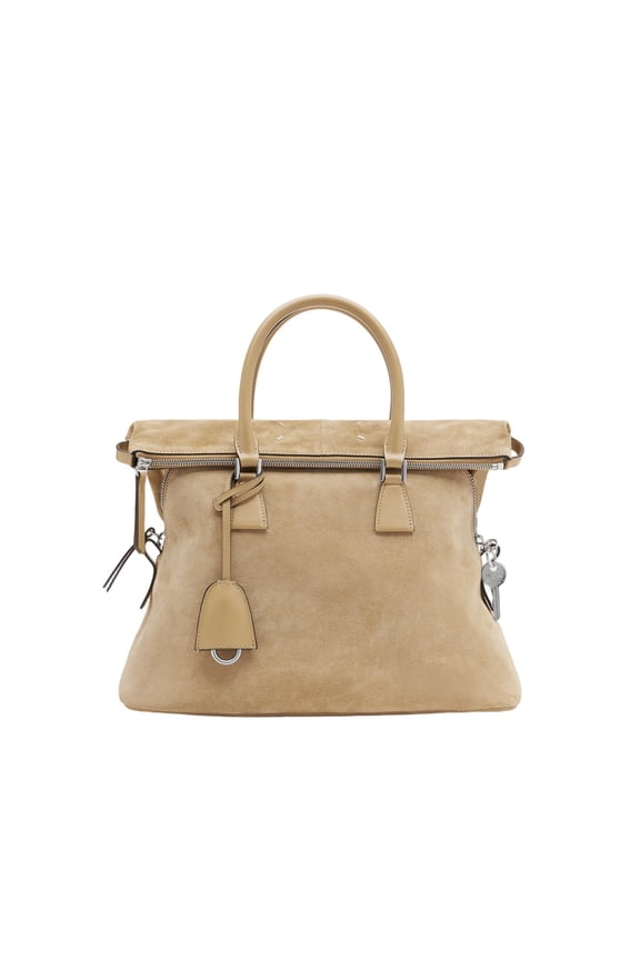 Women's Structured Leather Handbag With Adjustable Shoulder Strap Neutrals