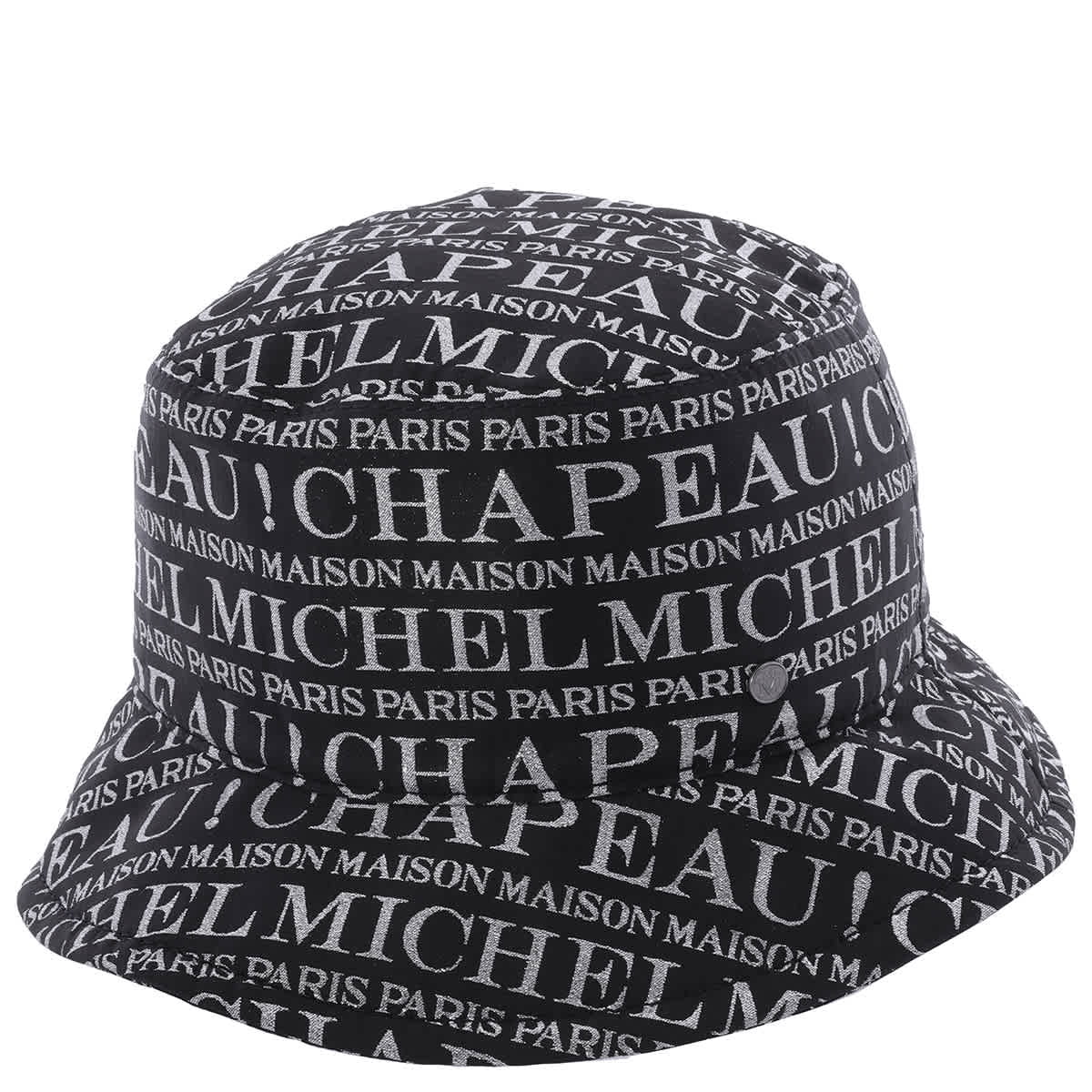 Maison Michel Woman Logo Print Bucket Hat Black Sizes  display picture 2