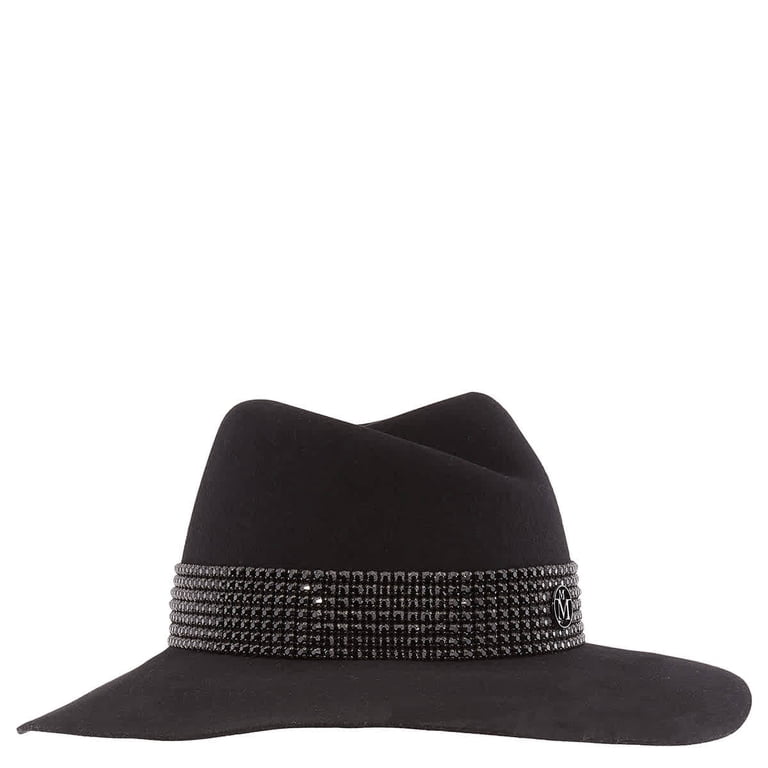 Maison Michel Ladies Black Virginie Studded Strass Fedora Maison Michel Ladies Black Virginie Studded Strass Fedora