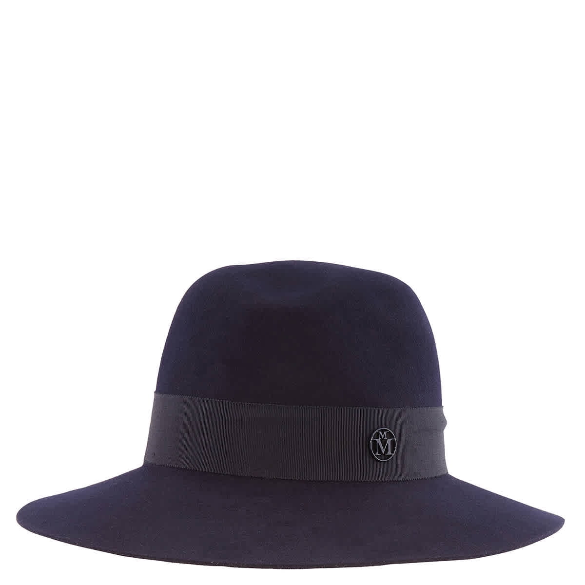 Maison Michel Ladies Navy Henrietta Wool Felt Fedora Hat  display picture 1