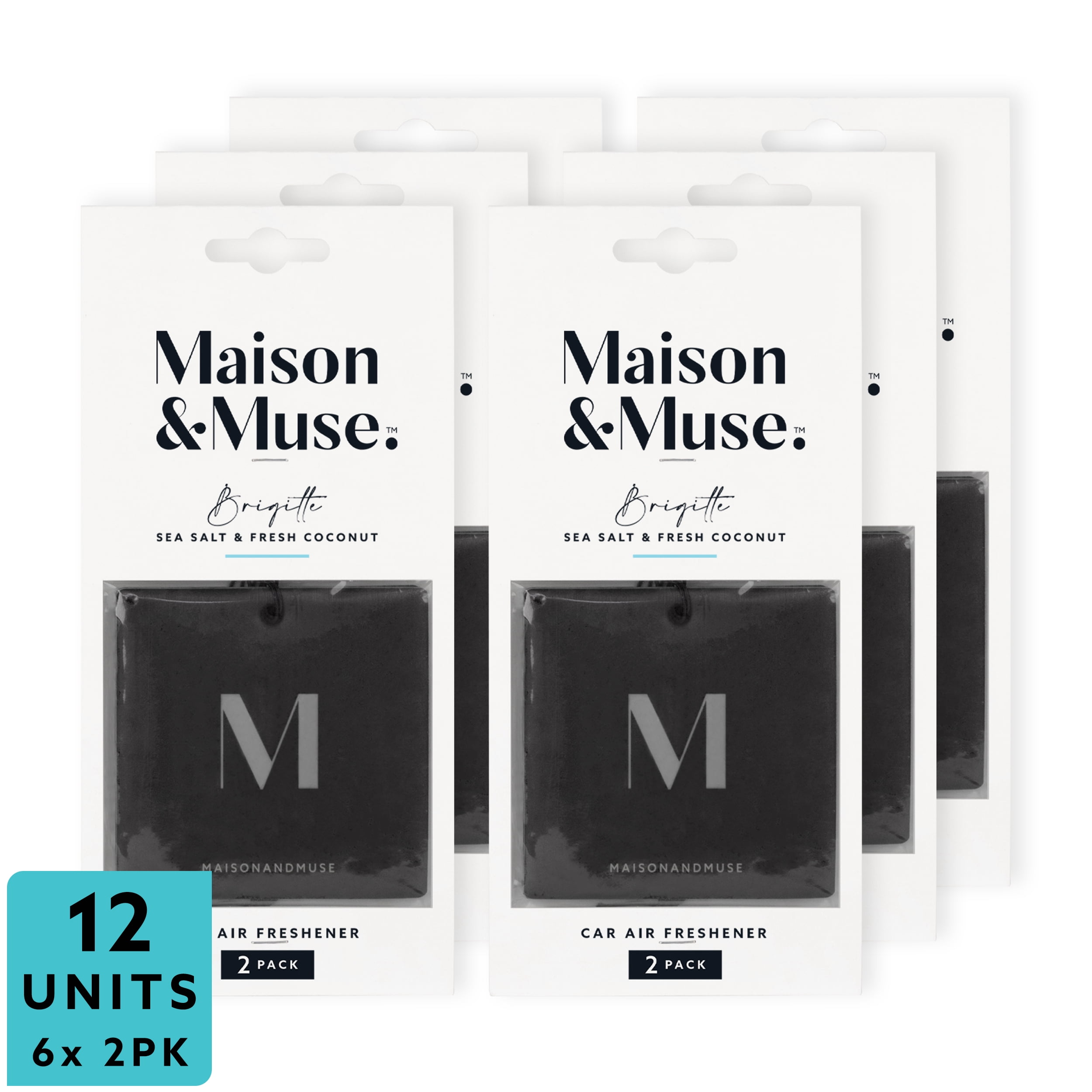 Maison&Muse Hanging Car Freshener 12units (6pk) Sea Salt & Fresh Coconut - Brigitte