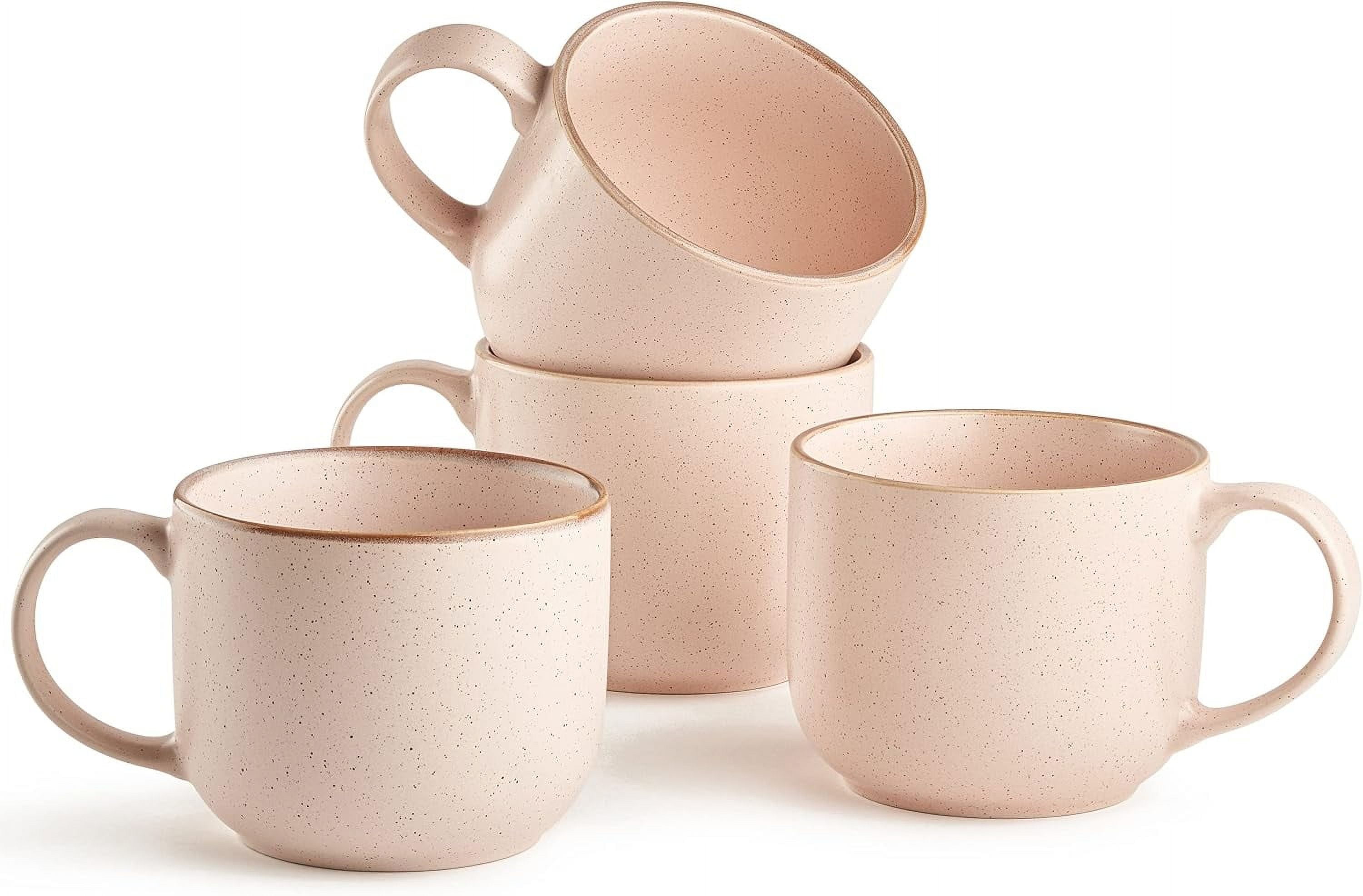 Maison Neuve Set Di 4 Tazze In Ceramica Verde Salvia - Fatte A Mano, Grandi 510 Ml - Adatte A Microonde E Lavastoviglie