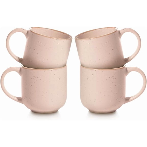 Maison Neuve Riverside Mini Stoneware Espresso Coffee Mugs, Set of 4, 3.3 fl oz, Pink