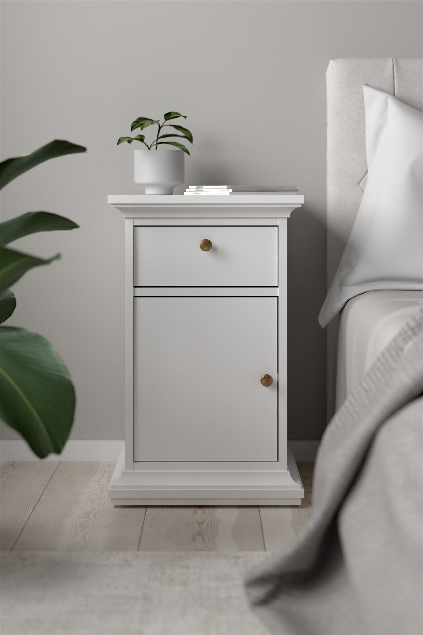 Tvilum Maison Park 1 Drawer 1 Door Bedroom Nightstand for Adults White