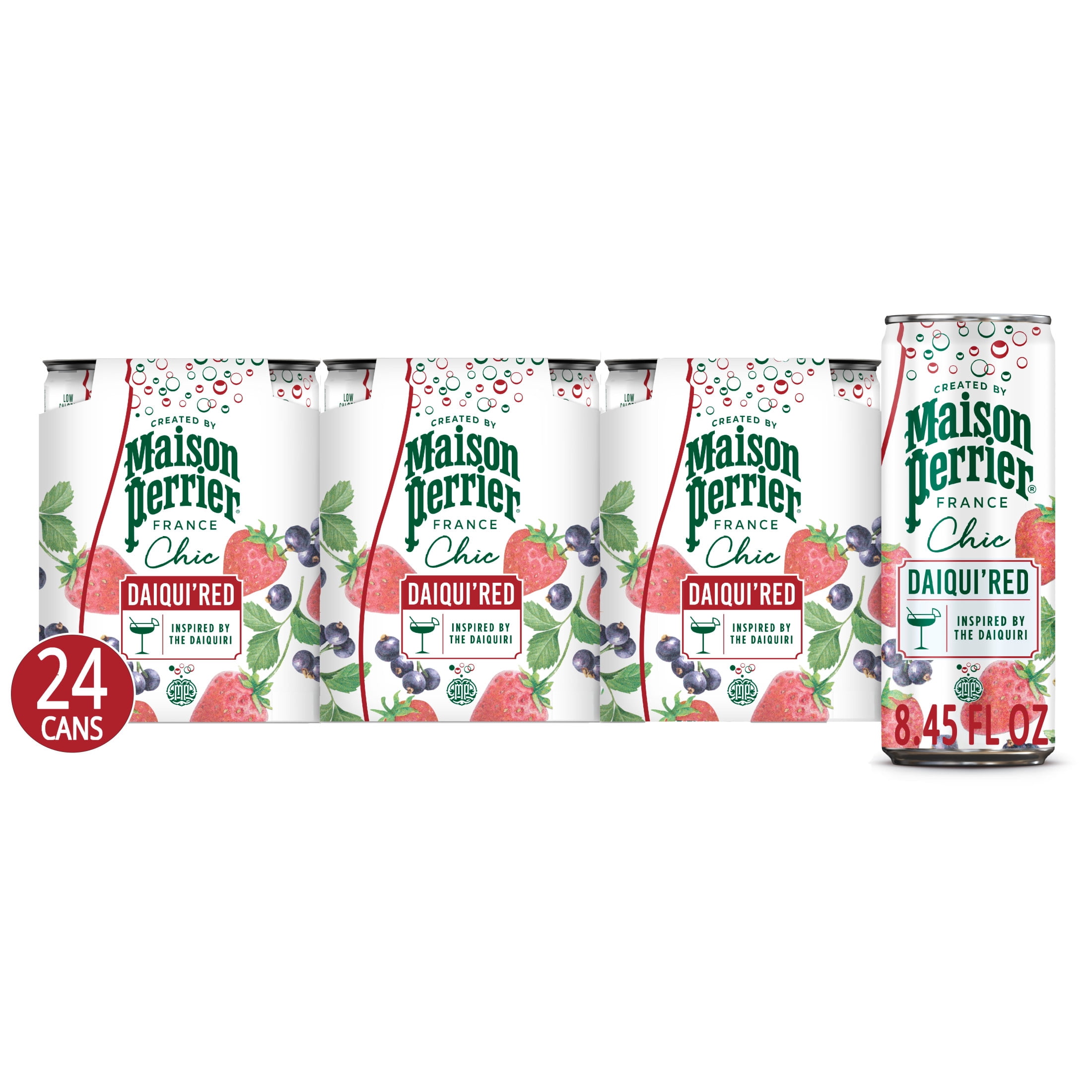Maison Perrier Chic Mocktails, Daiqui'Red Strawberry and Red Fruits Inspired Non-Alcoholic Cocktail Mixers, 24 Pack