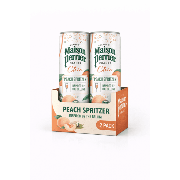Maison Perrier Chic Peach Spritzer Flavored Sparkling Beverage, Low Calorie, Mocktail, 8.45 FL oz (2 Pack)