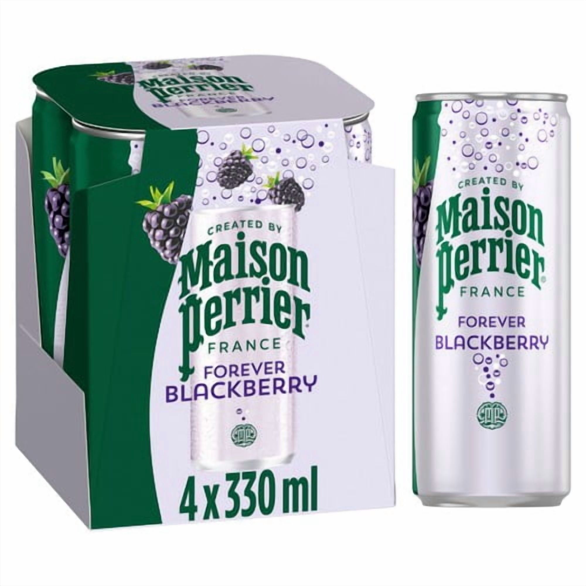 Maison Perrier Forever Blackberry Sparkling Water cans 4 x 330ml, British Import (Pack of 2)