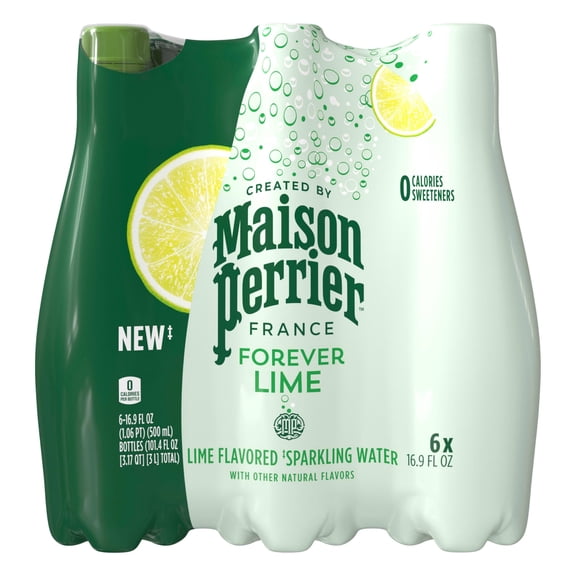 Maison Perrier Forever SCH4Lime Flavored Sparkling Water, 16.9 Fl Oz Plastic Water Bottles, 6 Count 101.4 fl oz