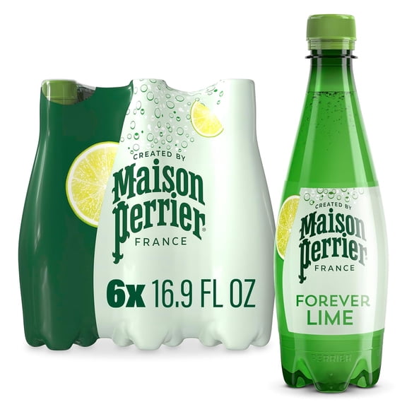 Maison Perrier Forever Lime Sparkling Water, Zero Calorie, 6 Count, 500 mL Bottles