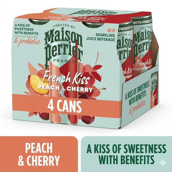 Maison Perrier French Kiss Flavored Water Peach Cherry 4 PACK 11.15FLO