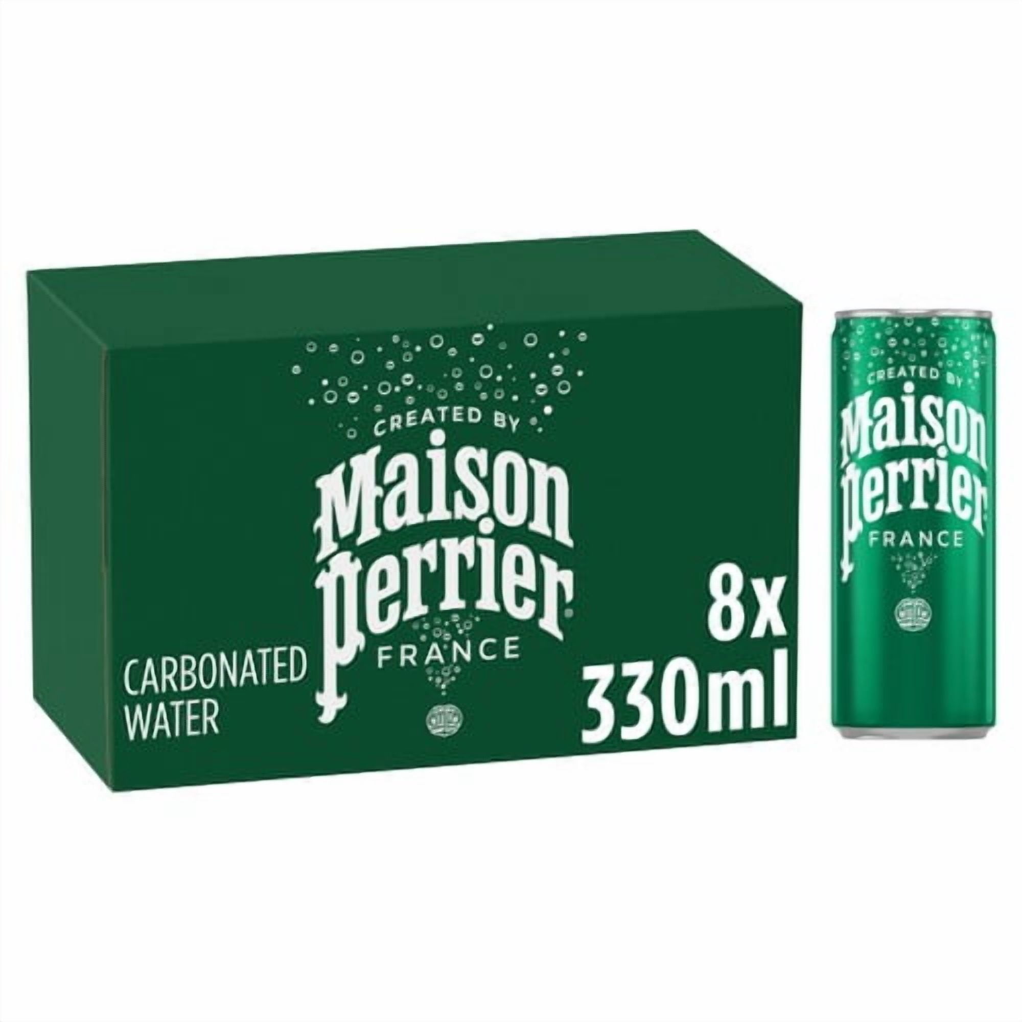 Maison Perrier Plain Sparkling Water cans 8 x 330ml, British Import (Pack of 2)