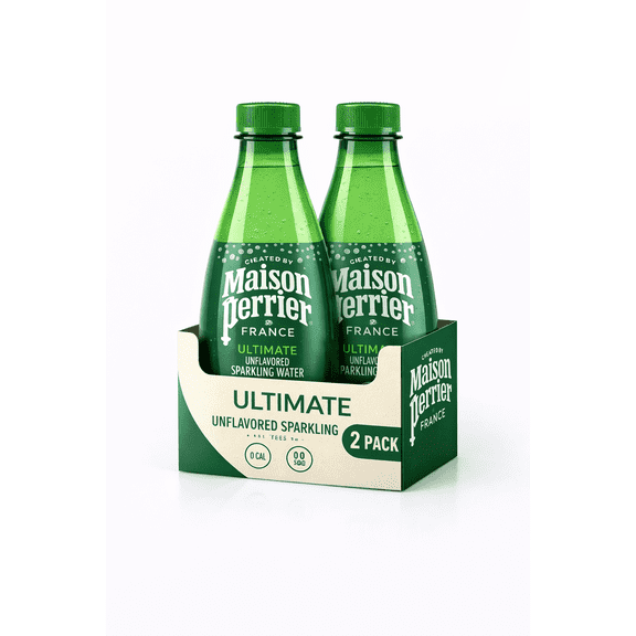 Maison Perrier Ultimate Sparkling Water, 16.9 Fl Oz Plastic Water Bottles (2 Pack)