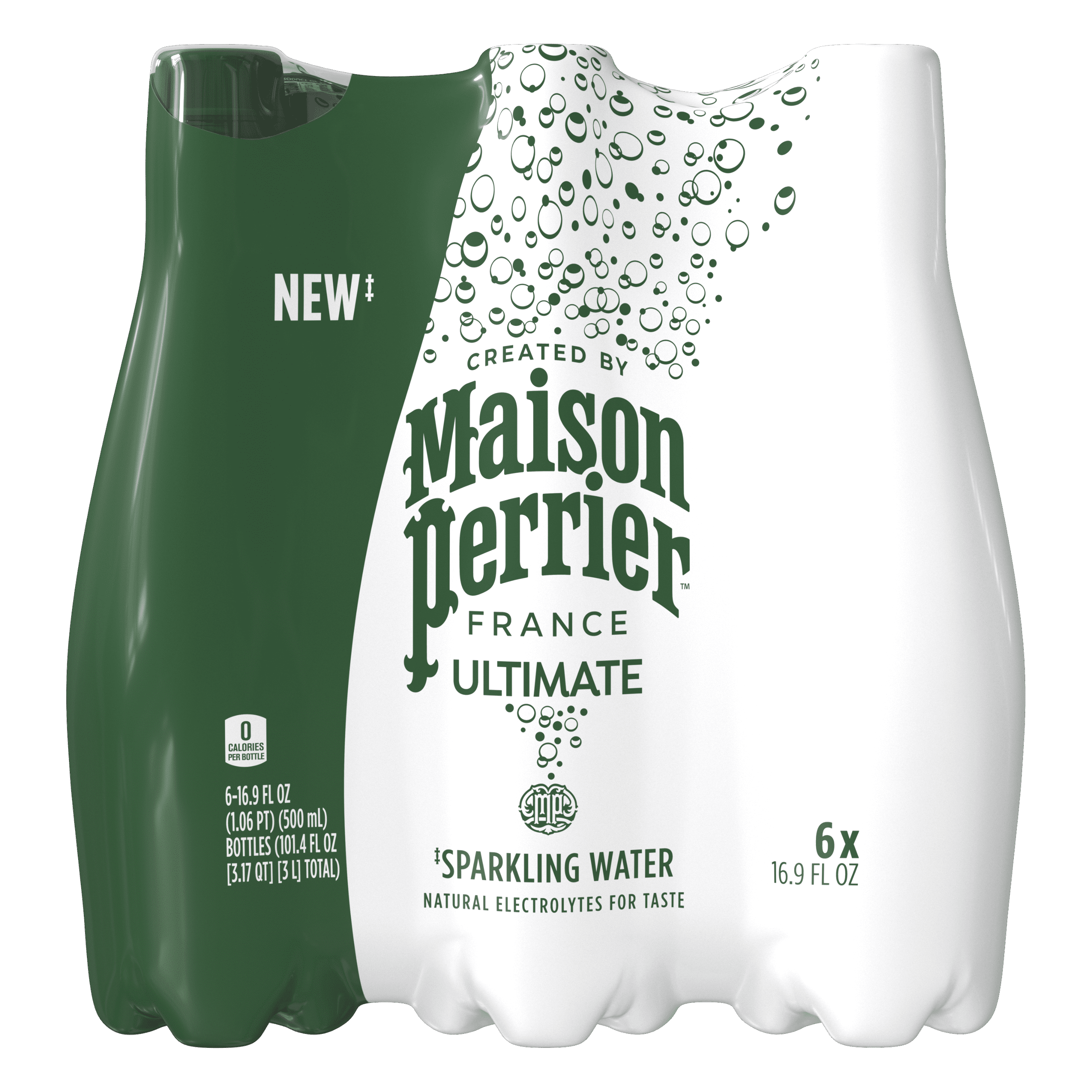 Maison Perrier Unflavored Sparkling Water, 101.4 fl oz, 6 Pack Plastic