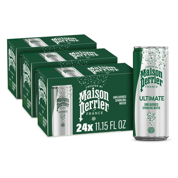 Maison Perrier Ultimate Unflavored Sparkling Water, 11.15 fl oz, 24 Pack Cans