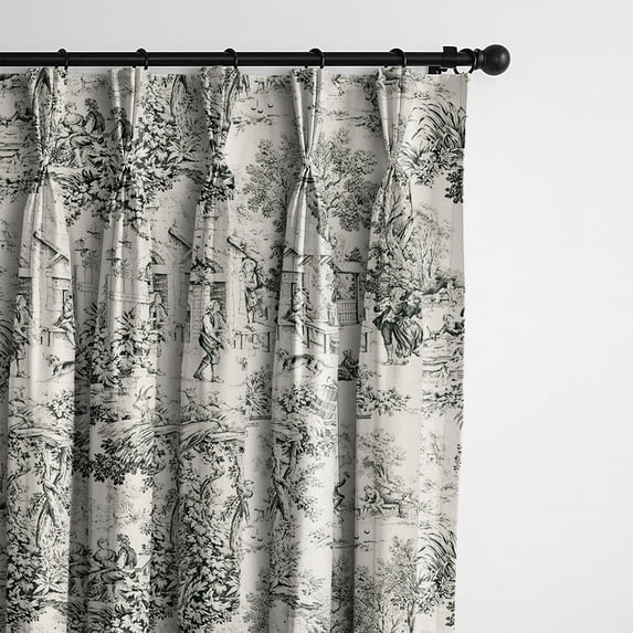 Maison Toile Black Pinch Pleat Drapery Panel - Pair 20"x96"