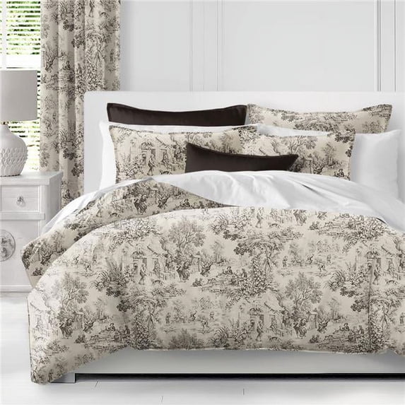 Maison Toile Coverlet & 1 Pillow Sham Set, Sepia - Twin Size - 2 Piece