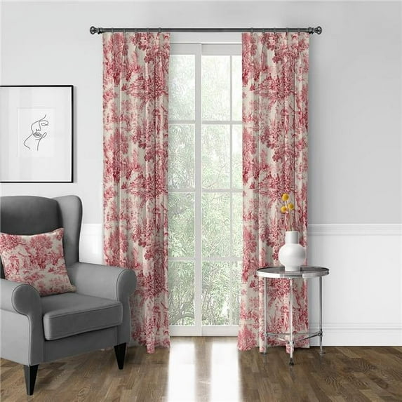 Maison Toile Pinch Pleat Drapery Panel, Red - 40 x 108 in. - Pack of 2