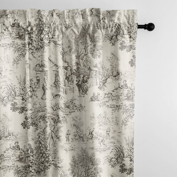 Maison Toile Sepia Pole Top Drapery Panel - Pair 50"x144"