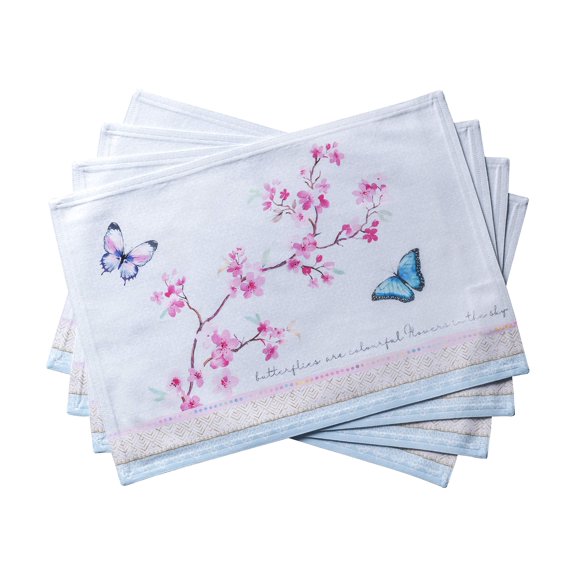 Maison d' Hermine Blossom in Spring 100% Cotton Set of 4 Placemats for Dining Table | Kitchen | Wedding | Everyday Use | Dinner Parties | Spring/Summer (13 Inch by 19 Inch)
