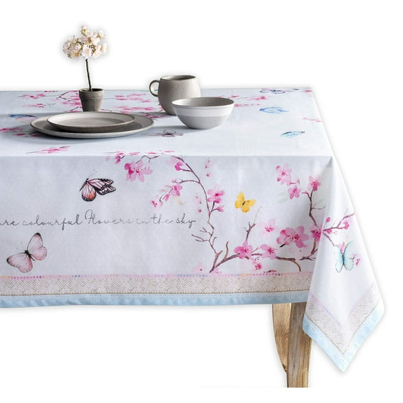 Maison d' Hermine Blossom in Spring 100% Cotton Tablecloth for Kitchen Dining | Tabletop | Decoration | Parties | Weddings | Spring/Summer (Square, 54 Inch by 54 Inch).