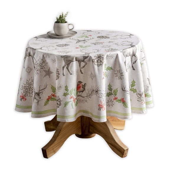 Maison d' Hermine Christmas Dew 100% CottonTablecloth for Kitchen Dining Tabletop Decoration Parties Weddings (Round, 63 Inch Diameter)