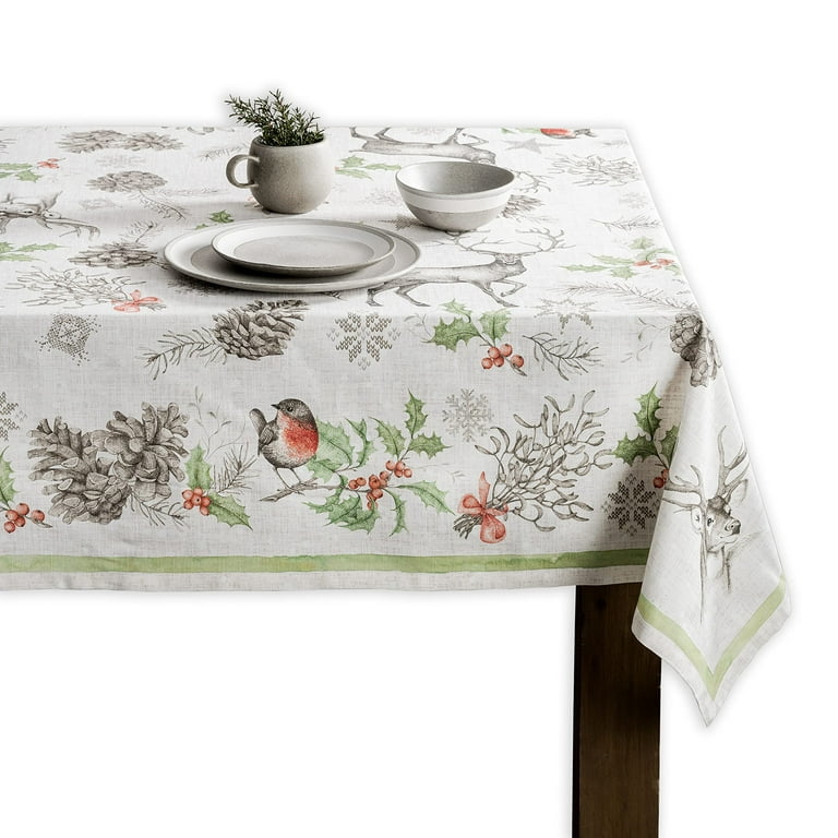 Maison d' Hermine Christmas Dew 100% CottonTablecloth for Kitchen Dining  Tabletop Decoration Parties Weddings (Square, 54 Inch by 54 Inch) 