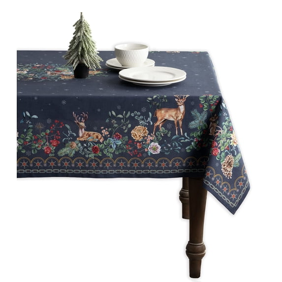 Maison d' Hermine Christmas Joy 100% CottonTablecloth for Kitchen Dining | Tabletop | Decoration | Parties | Weddings | Autumn/Winter (Square, 60 Inch by 120 Inch)