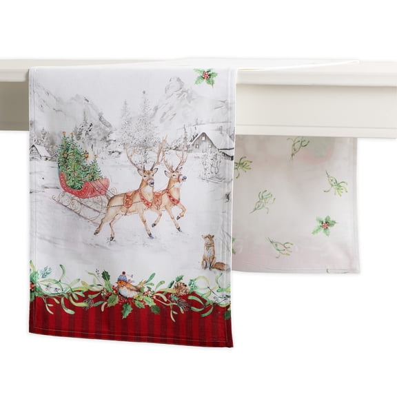 Maison d' Hermine Christmas Tradition 100% Cotton Table Runner for Party | Dinner | Holidays | Kitchen | Autumn/Winter [Double Layer (14.5 Inch by 108 Inch)]