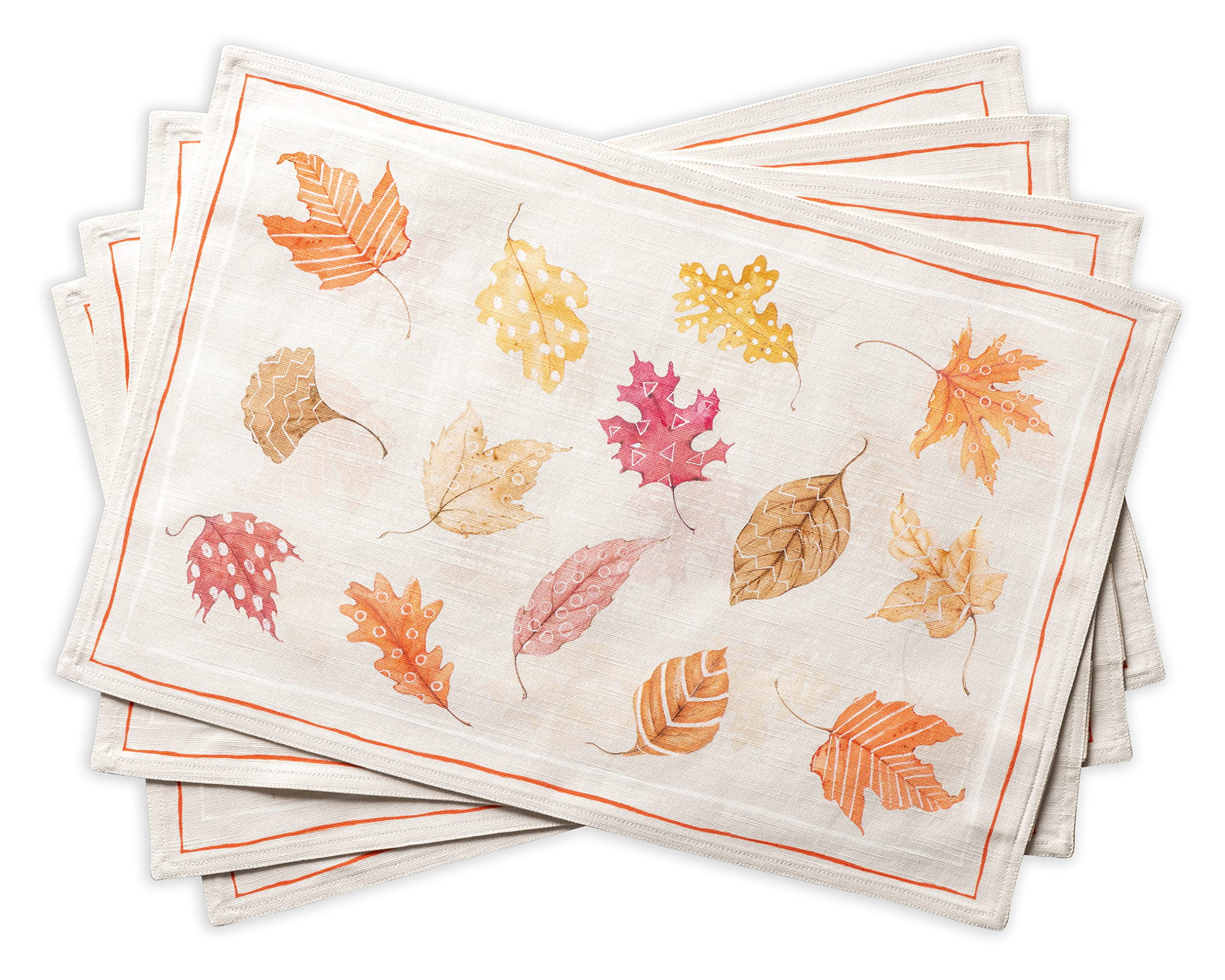 Maison d' Hermine Colors of Autumn 100% Cotton Set of 4 Placemats for Dining Table Kitchen Wedding Everyday Use Dinner Parties (13 Inch by 19 Inch)