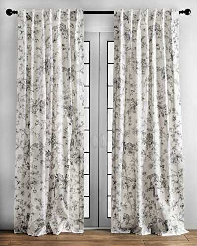 Maison d' Hermine Curtains 100% Cotton (50"x108") Two Panel Easy Hanging with a Rod Pocket & Loop, for Kitchen, Offices Drapes, Living Rooms, Bathroom
