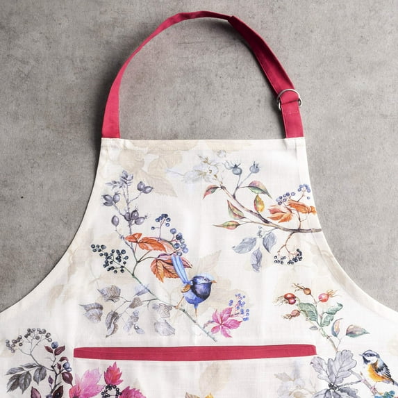 Maison d' Hermine Equinoxe - Beige 100% Cotton 1 Piece Kitchen Apron with an Adjustable Neck & Hidden Centre Pocket with Long Ties for Women Men Chef Spring/Summer (27.50"x31.50")