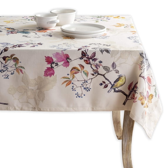 Maison d' Hermine Equinoxe - Beige 100% Cotton Tablecloth for Kitchen Dining | Tabletop | Decoration | Parties | Weddings | Spring/Summer (Rectangle, 60 Inch by 90 Inch).