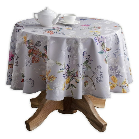 Maison d' Hermine Equinoxe - Grey 100% Cotton Tablecloth for Kitchen Dining | Tabletop | Decoration | Parties | Weddings | Spring/Summer (Round, 63 Inch).