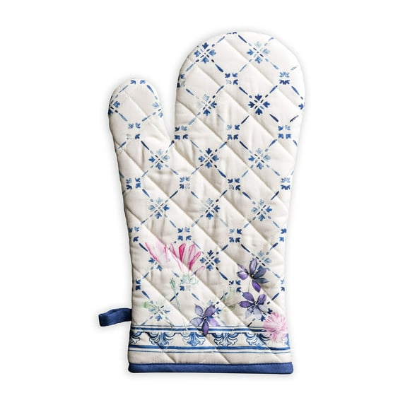 Maison d' Hermine Faience 100% Cotton Cooking Gloves | Oven Mitt for BBQ | Cooking | Baking | Grilling | Microwave | Barbecue | Spring/Summer (7.5 Inch by 13 Inch)