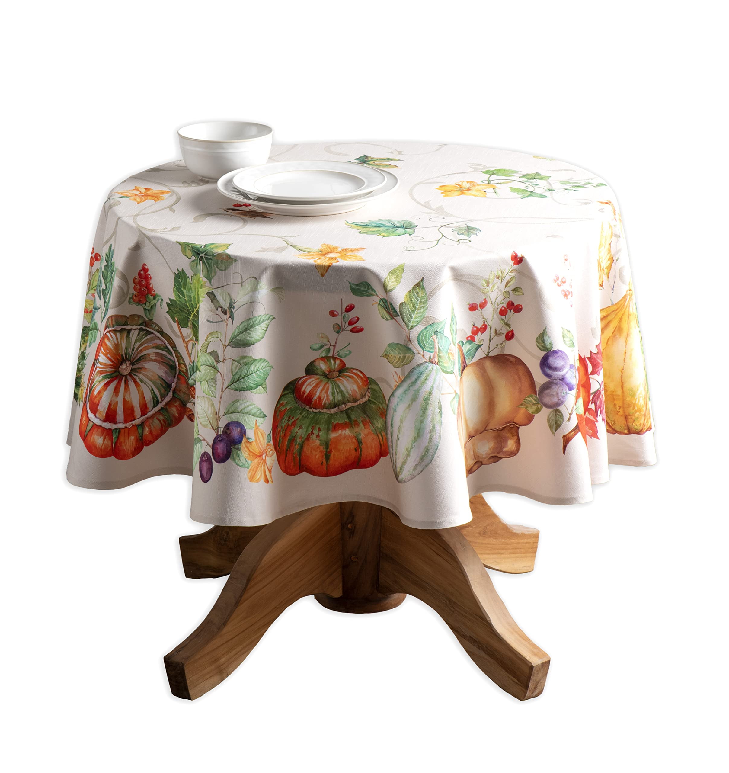 Maison d' Hermine Giving Thanks 100% CottonTablecloth for Kitchen Dining  Tabletop Decoration Parties Weddings (Round, 69 Inch Diameter) 