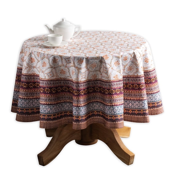Maison d' Hermine Fair Isle 100% Cotton Tablecloth for Kitchen Dining Tabletop Decoration Parties Weddings (Round, 63 Inch Diameter)