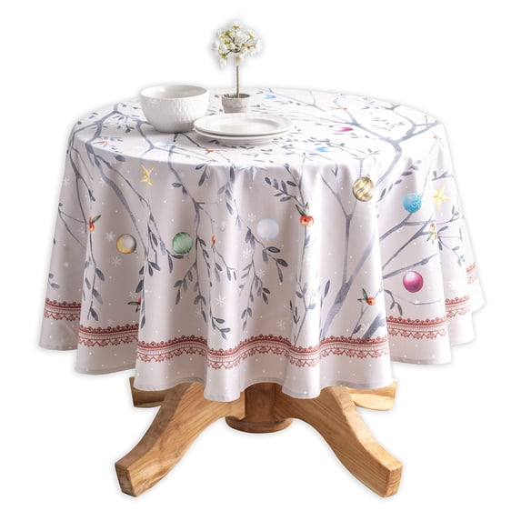 Maison d' Hermine Fairy Christmas 100% Cotton Tablecloth for Kitchen Dining Tabletop Decoration Parties Weddings (Round, 69 Inch Diameter)