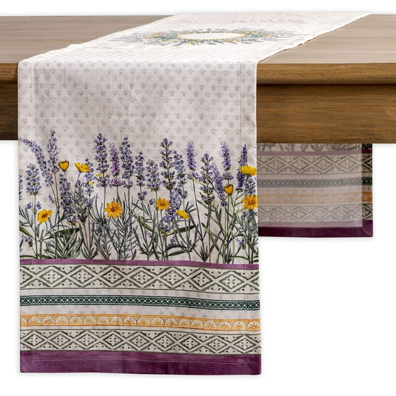 Maison d' Hermine Fanny Lavender 100% Cotton Table Runner for Party | Dinner | Holidays | Kitchen | Spring/Summer [Single Layer (14.5 Inch by 108 Inch)]