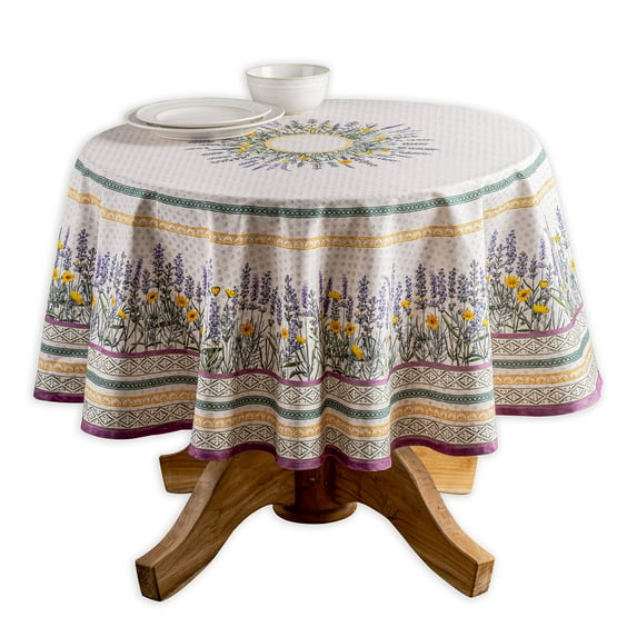 Maison d' Hermine Fanny Lavender 100% Cotton Tablecloth for Kitchen Dining | Tabletop | Decoration | Parties | Weddings | Spring/Summer (Round, 63 Inch).