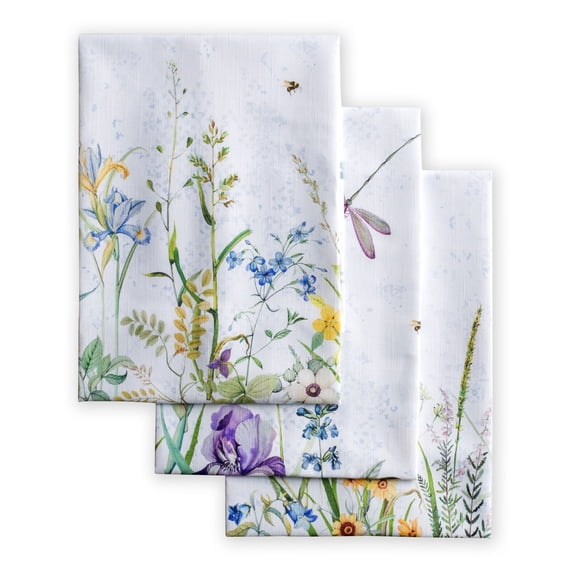 Maison d' Hermine Fleurs De Mai 100% Cotton Set of 3 Multi-Purpose Kitchen Towel Soft Absorbent Dish Towels Tea Towels Bar Towels Spring/Summer (20 Inch by 27.50 Inch)