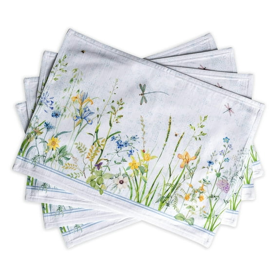 Maison d' Hermine Fleurs De Mai 100% Cotton Set of 4 Placemats for Dining Table | Kitchen | Wedding | Everyday Use | Dinner Parties | Spring/Summer (13 Inch by 19 Inch)