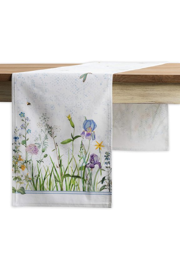 Fleurs De Mai 100% Cotton Table Runner for Party | Dinner | Holidays | Kitchen | Spring/Summer [Double Layer (14.5 Inch by 72 Inch)]