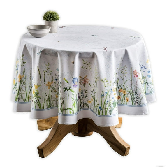 Maison d' Hermine Fleurs De Mai 100% Cotton Tablecloth for Kitchen Dining | Tabletop | Decoration | Parties | Weddings | Spring/Summer (Round, 63 Inch).