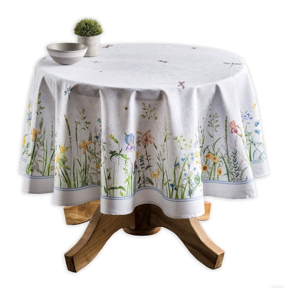 Maison d' Hermine Fleurs De Mai 100% Cotton Tablecloth for Kitchen Dining | Tabletop | Decoration | Parties | Weddings | Spring/Summer (Round, 69 Inch).