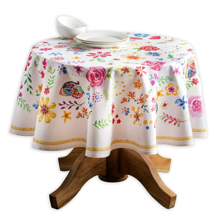 Maison d' Hermine Happy Florals - Sweety 100% Cotton Tablecloth for Kitchen  Dining | Tabletop | Decoration | Parties | Weddings | Spring/Summer