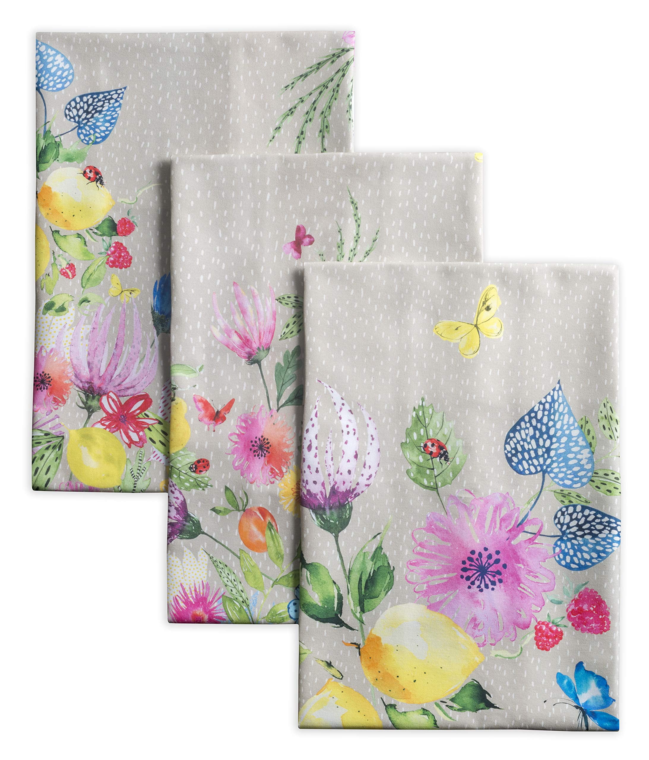 Maison D'Hermine Limoncello Kitchen Towel Set - 100% Cotton Towels & Oven Mitt Bundle