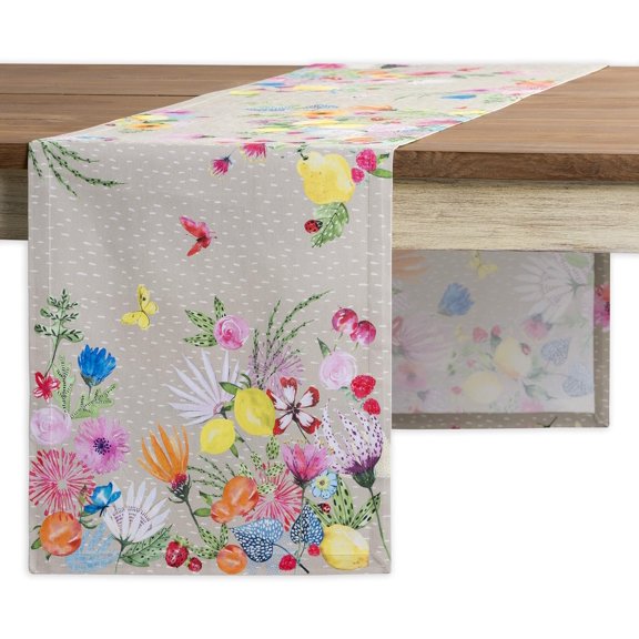 Maison d' Hermine Jardin D'ete - Fog 100% Cotton Table Runner for Party | Dinner | Holidays | Kitchen | Spring/Summer [Single Layer (14.5 Inch by 108 Inch)]