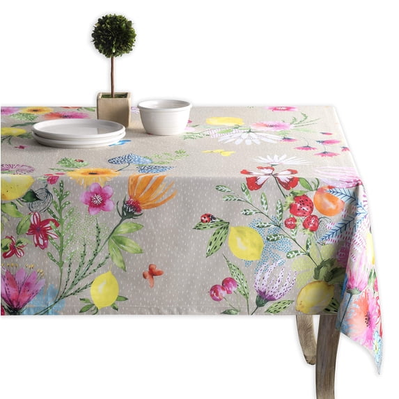 Maison d' Hermine Jardin D'ete - Fog 100% Cotton Tablecloth for Kitchen Dining | Tabletop | Decoration | Parties | Weddings | Spring/Summer (Rectangle, 60 Inch by 90 Inch).